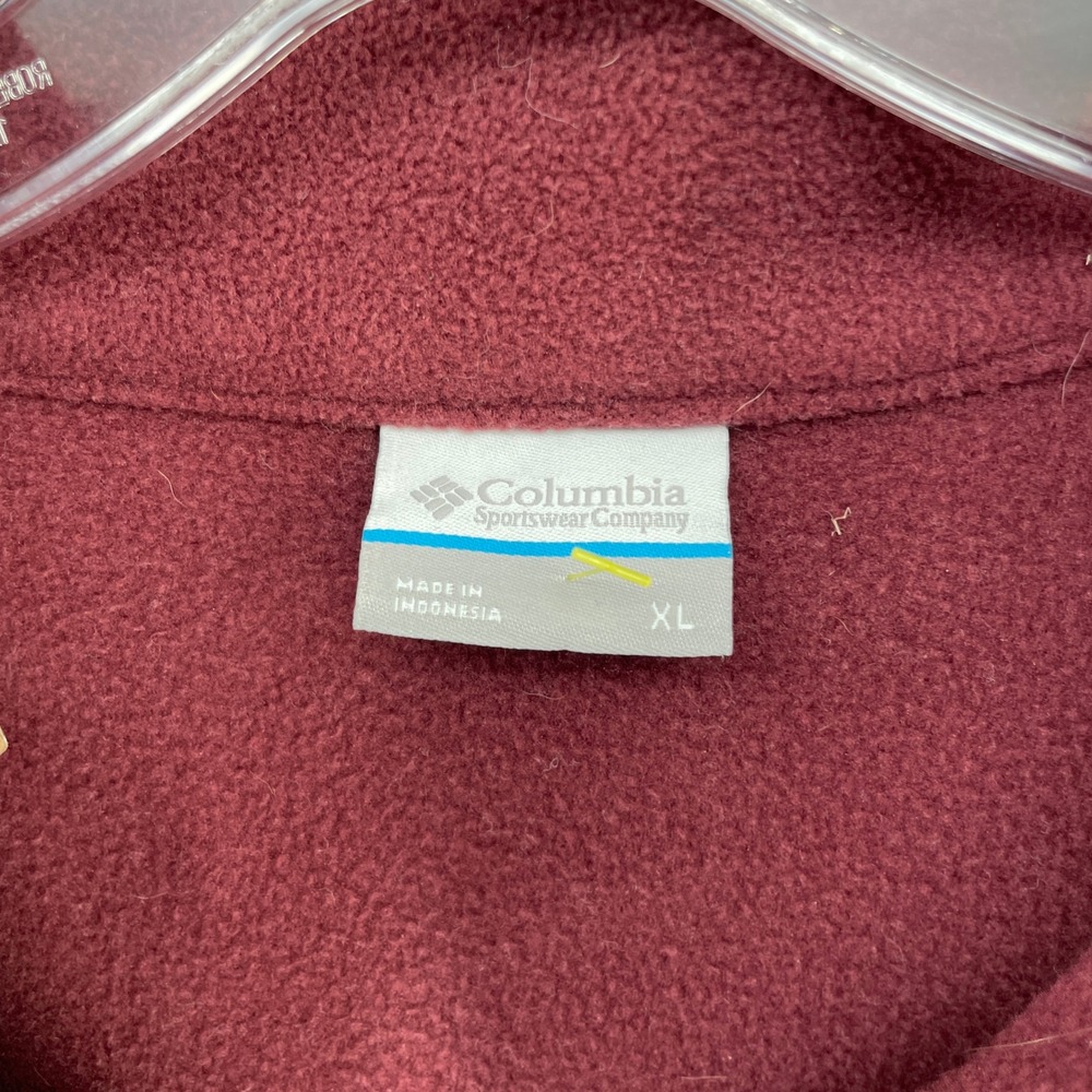 Columbia Yellowstone National Park Fleece Jacket Mens XL Maroon Full Zip Moose - Picture 2 of 9